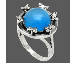Butterfly - Blue Chalcedony Ring size-9.5 SDR233694 R-1716, 12x12 mm