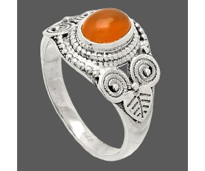 Peach Moonstone Ring size-6.5 SDR233791 R-1280, 5x7 mm