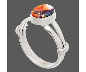 Kingman Orange Dahlia Turquoise Ring size-8 SDR233882 R-1472, 7x9 mm