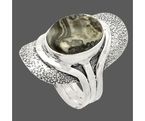 Mexican Cabbing Fossil Ring size-7 SDR234017 R-1402, 10x13 mm