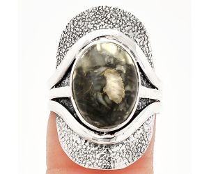 Mexican Cabbing Fossil Ring size-7 SDR234036 R-1402, 11x14 mm