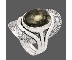 Mexican Cabbing Fossil Ring size-7 SDR234036 R-1402, 11x14 mm