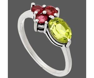 Peridot and Garnet Ring size-6 SDR234090 R-1250, 5x7 mm