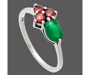 Green Onyx and Garnet Ring size-9 SDR234104 R-1250, 5x7 mm