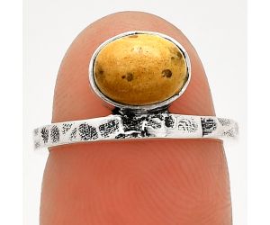 Palm Root Fossil Agate Ring size-5 SDR234126 R-1037, 6x8 mm