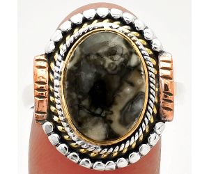 Two Tone - Mexican Cabbing Fossil Ring size-9.5 SDR234233 R-1414, 10x14 mm