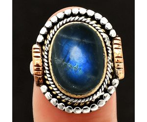 Two Tone - Blue Fire Labradorite Ring size-7 SDR234285 R-1414, 11x15 mm