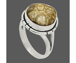 Flower Fossil Coral Ring size-7 SDR234548 R-1012, 13x13 mm