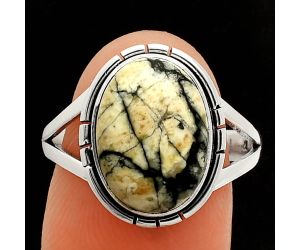 Authentic White Buffalo Turquoise Nevada Ring size-9 SDR234572 R-1012, 10x14 mm