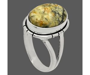 Authentic White Buffalo Turquoise Nevada Ring size-6 SDR234573 R-1012, 10x14 mm