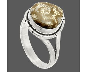 Flower Fossil Coral Ring size-7 SDR234604 R-1012, 11x11 mm