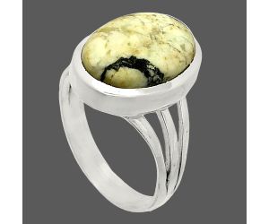 Authentic White Buffalo Turquoise Nevada Ring size-6 SDR234760 R-1006, 10x14 mm