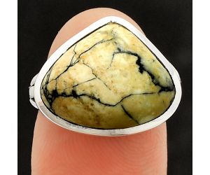 Authentic White Buffalo Turquoise Nevada Ring size-8 SDR234851 R-1006, 13x17 mm