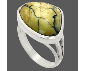 Authentic White Buffalo Turquoise Nevada Ring size-8 SDR234851 R-1006, 13x17 mm