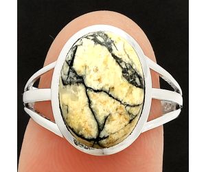 Authentic White Buffalo Turquoise Nevada Ring size-8 SDR234854 R-1006, 10x14 mm