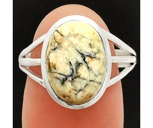 Authentic White Buffalo Turquoise Nevada Ring size-9 SDR234855 R-1006, 10x14 mm