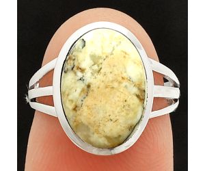 Authentic White Buffalo Turquoise Nevada Ring size-6 SDR234856 R-1006, 10x14 mm