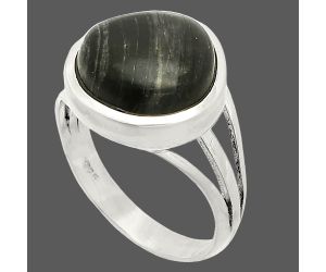 Silver Leaf Obsidian Ring size-8 SDR234871 R-1006, 12x12 mm