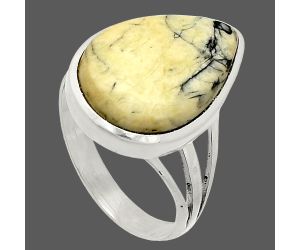 Authentic White Buffalo Turquoise Nevada Ring size-8 SDR234882 R-1006, 13x18 mm