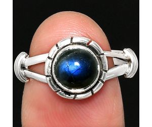 Blue Fire Labradorite Ring size-8 SDR234975 R-1533, 7x7 mm