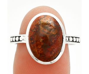 Red Moss Agate Ring size-9 SDR235094 R-1060, 10x14 mm