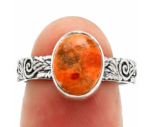 Red Sponge Coral Ring size-8 SDR235219 R-1055, 8x10 mm