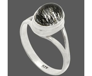 Black Tourmaline In Quartz Ring size-6.5 SDR235438 R-1008, 7x9 mm