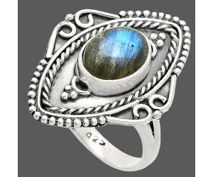 Blue Labradorite Ring size-6.5 SDR235473 R-1557, 7x9 mm