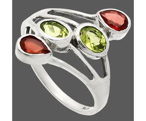 Peridot and Garnet Ring size-9.5 SDR235487 R-1053, 4x6 mm