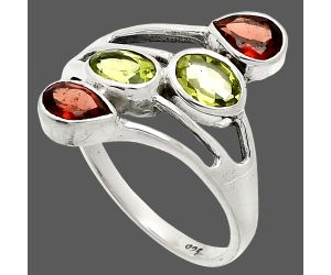 Peridot and Garnet Ring size-10 SDR235491 R-1053, 4x6 mm