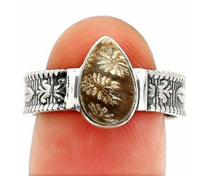 Flower Fossil Coral Ring size-9 SDR235522 R-1058, 7x10 mm