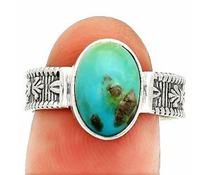 Natural Rare Turquoise Nevada Aztec Mt Ring size-9 SDR235529 R-1058, 8x12 mm