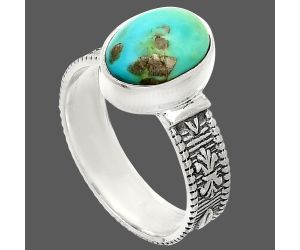 Natural Rare Turquoise Nevada Aztec Mt Ring size-9 SDR235529 R-1058, 8x12 mm