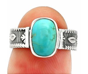 Natural Rare Turquoise Nevada Aztec Mt Ring size-6 SDR235559 R-1058, 6x9 mm