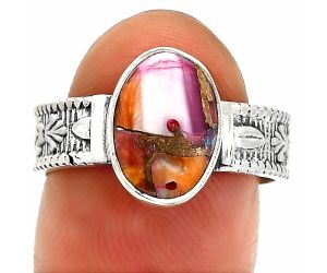 Kingman Pink Dahlia Turquoise Ring size-8 SDR235561 R-1058, 8x11 mm