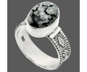 Snow Flake Obsidian Ring size-6 SDR235564 R-1058, 8x12 mm