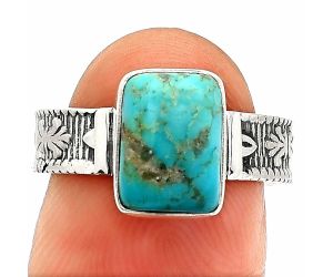 Natural Rare Turquoise Nevada Aztec Mt Ring size-7 SDR235578 R-1058, 7x10 mm