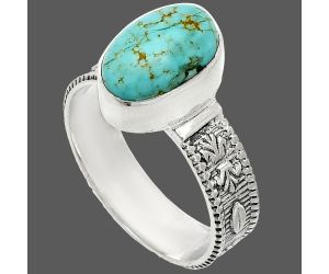 Natural Rare Turquoise Nevada Aztec Mt Ring size-9 SDR235582 R-1058, 8x12 mm