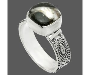 Mexican Cabbing Fossil Ring size-8 SDR235598 R-1058, 9x9 mm