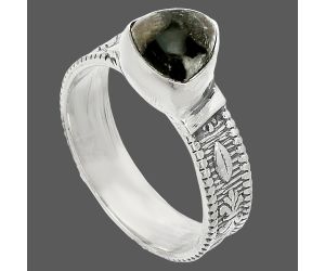 Black Flower Fossil Coral Ring size-9 SDR235602 R-1058, 8x8 mm