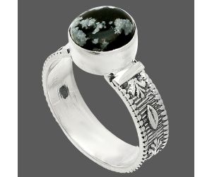 Snow Flake Obsidian Ring size-8 SDR235619 R-1058, 9x9 mm
