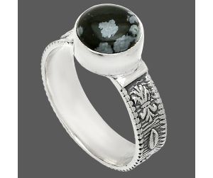 Snow Flake Obsidian Ring size-9 SDR235623 R-1058, 9x9 mm