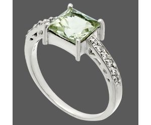 Prasiolite (Green Amethyst) Ring size-8 SDR235679 R-1718, 7x7 mm