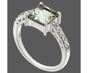 Prasiolite (Green Amethyst) Ring size-10 SDR235680 R-1718, 7x7 mm