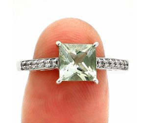 Prasiolite (Green Amethyst) Ring size-7.5 SDR235681 R-1718, 7x7 mm