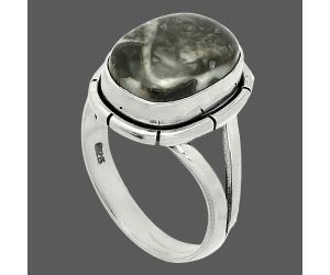 Mexican Cabbing Fossil Ring size-7 SDR235708 R-1012, 9x13 mm