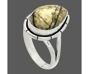 Authentic White Buffalo Turquoise Nevada Ring size-6.5 SDR235739 R-1012, 9x15 mm