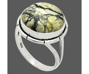 Authentic White Buffalo Turquoise Nevada Ring size-10 SDR235742 R-1012, 16x16 mm