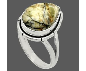 Authentic White Buffalo Turquoise Nevada Ring size-6.5 SDR235743 R-1012, 10x14 mm