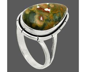 Rhyolite - Rainforest Jasper Ring size-10 SDR235761 R-1012, 12x20 mm